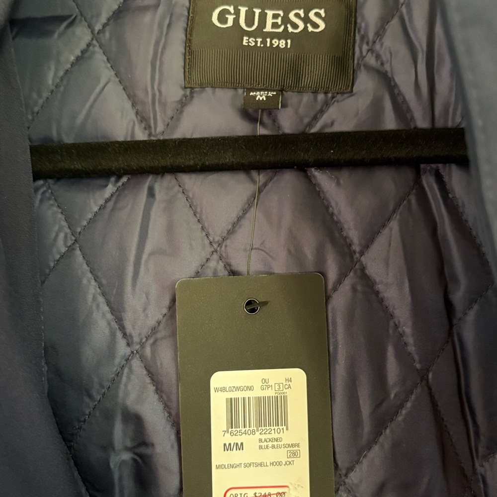 Guess Softshell Hooded Jacket Medium Blackened Blue - Picture 9 of 10